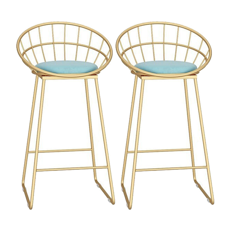 Glam Bar Stool and Table Set 1/2/3 Pcs Metal and Stone Pub Table with Upholstered Stools