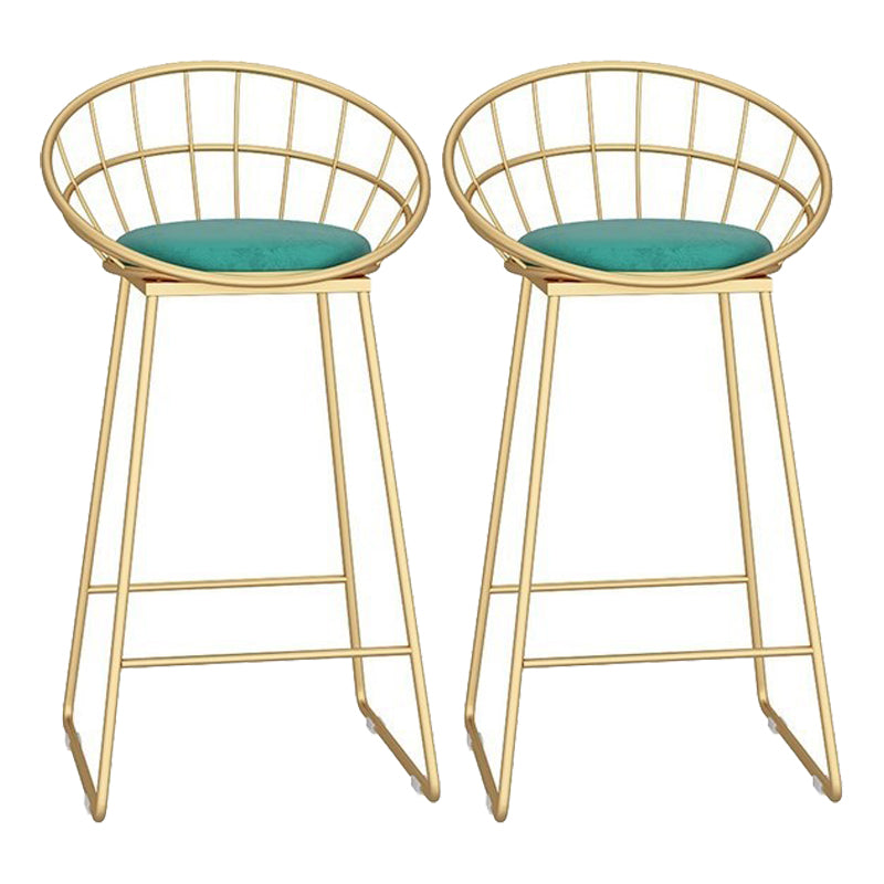 Glam Bar Stool and Table Set 1/2/3 Pcs Metal and Stone Pub Table with Upholstered Stools
