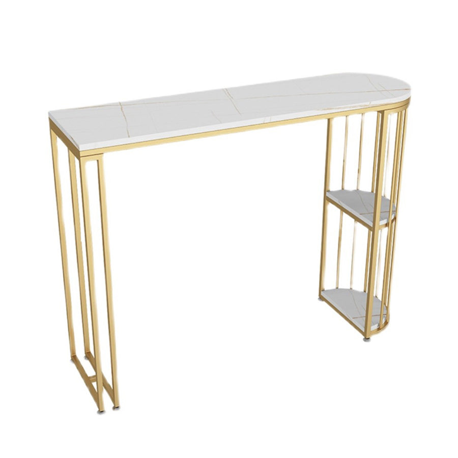 Glam Bar Stool and Table Set 1/2/3 Pcs Metal and Stone Pub Table with Upholstered Stools