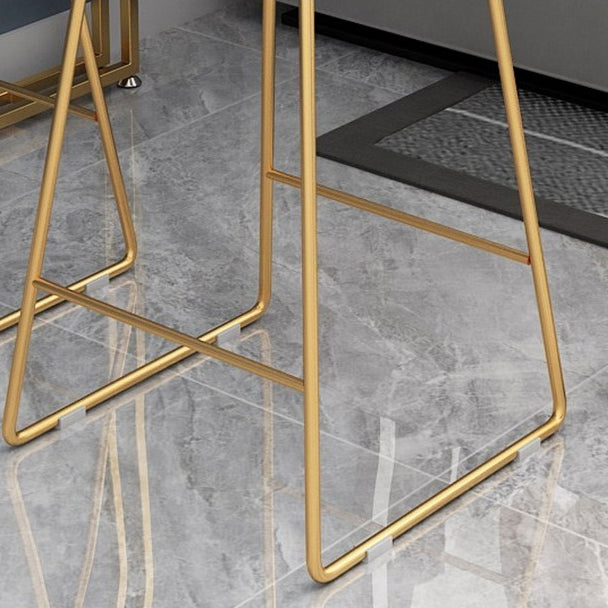 Glam Bar Stool and Table Set 1/2/3 Pcs Metal and Stone Pub Table with Upholstered Stools