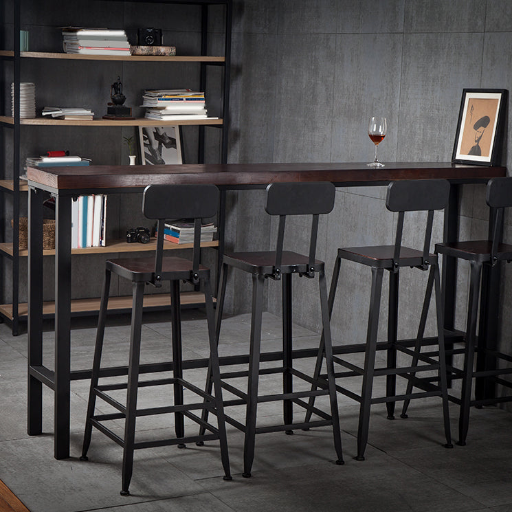 Industrial Rectangle Bar Table Set 1/5 Pieces Solid Wood Counter Table for Indoor