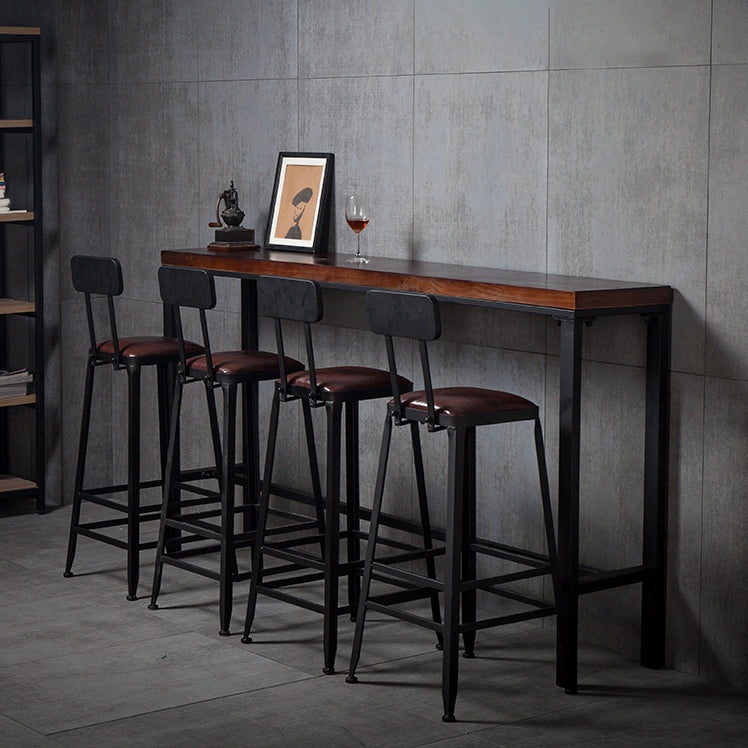 Industrial Rectangle Bar Table Set 1/5 Pieces Solid Wood Counter Table for Indoor