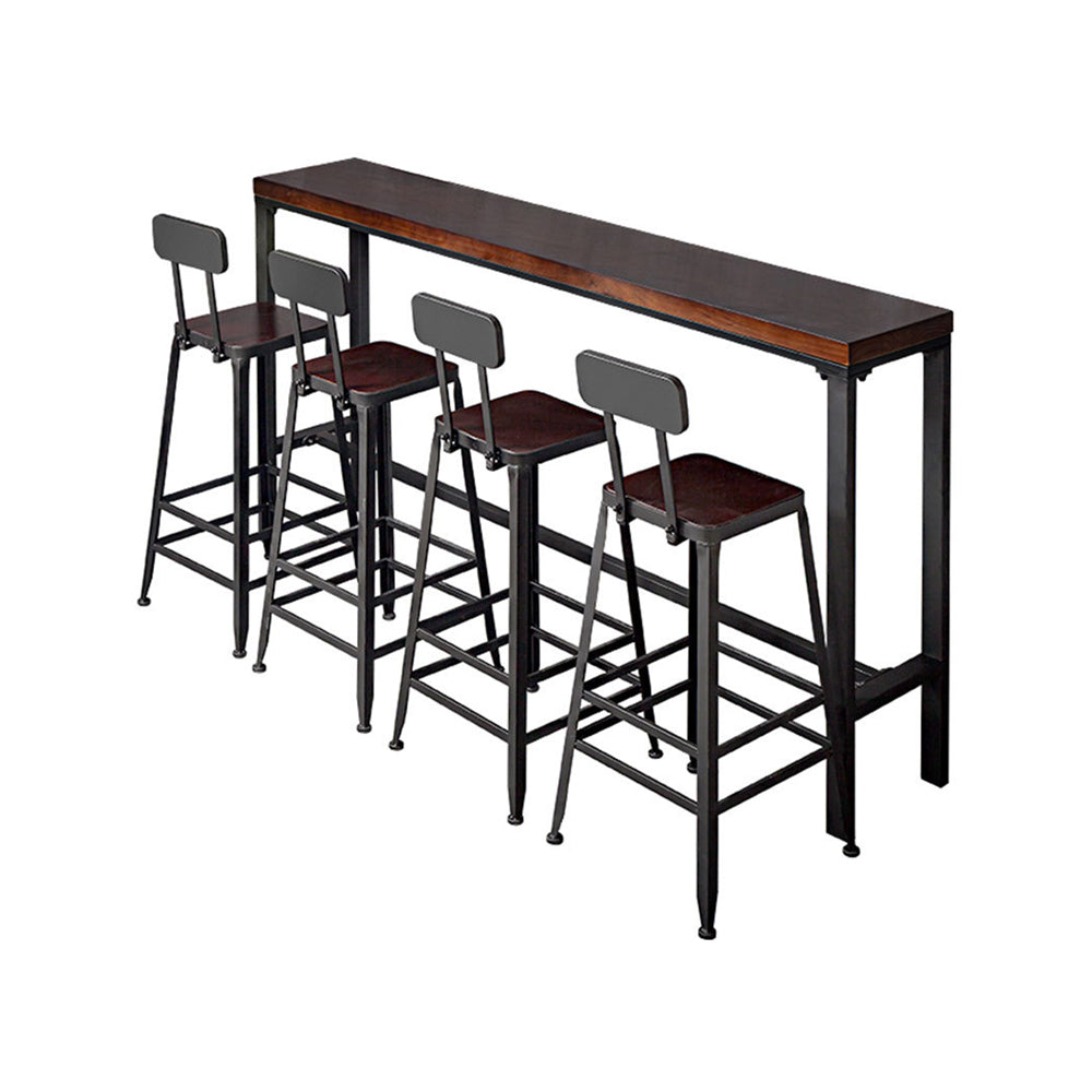 Industrial Rectangle Bar Table Set 1/5 Pieces Solid Wood Counter Table for Indoor