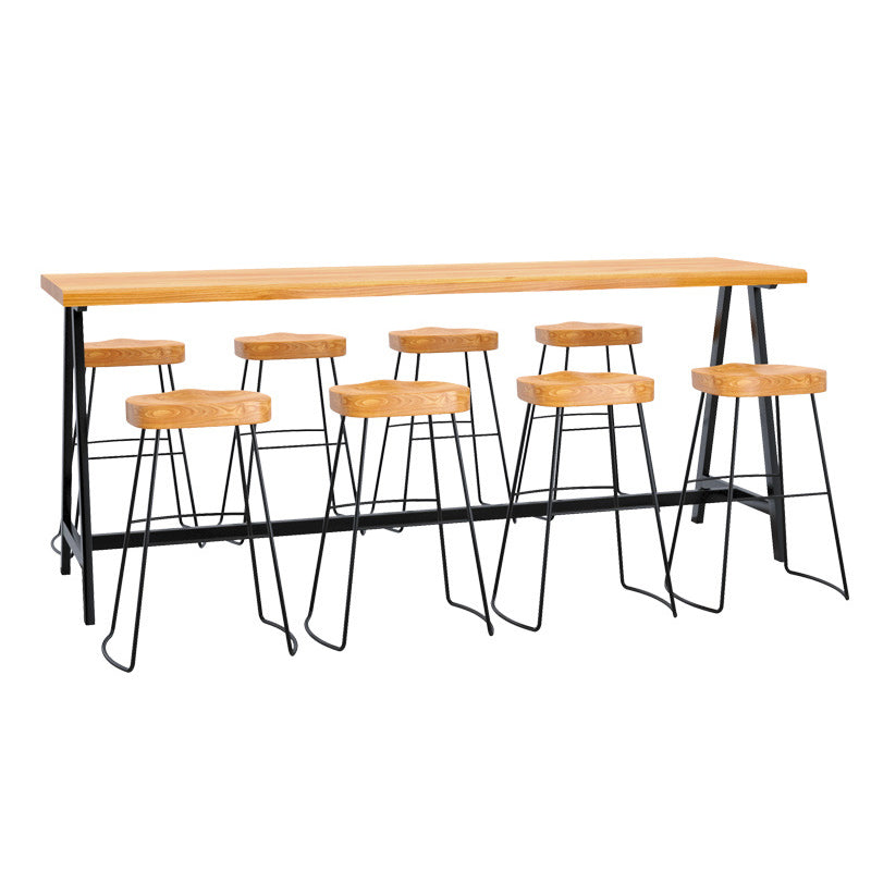 Luxurious Solid Wood Bar Table Set 1/4/5/9 Pieces Counter Table with Backless Stools