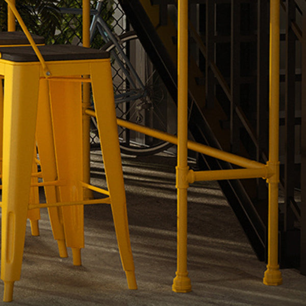 Trestle Rectangle Counter Set 1/2/4 Pieces Industrial Metal and Wood Pub Dining Set