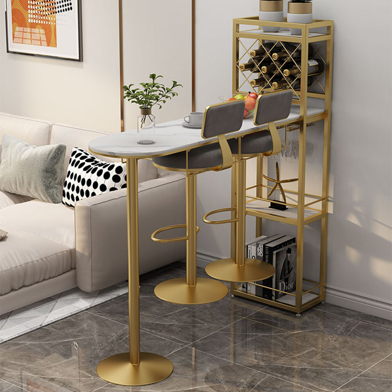 Modern 1/3 Pieces Bar Table Set Stone Counter Table with Stools for Kitchen