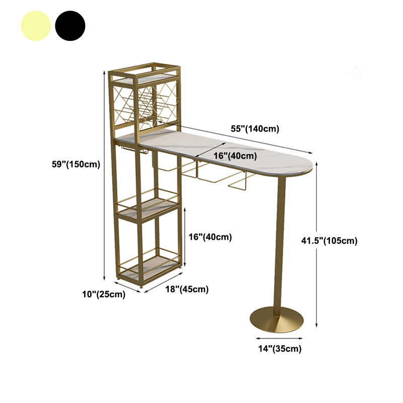 Modern 1/3 Pieces Bar Table Set Stone Counter Table with Stools for Kitchen
