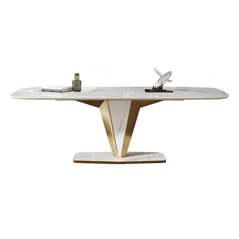 Luxurious Sintered Stone Dining Set Rectangle 1/4/5/7 Pieces Dinette Table Set in White