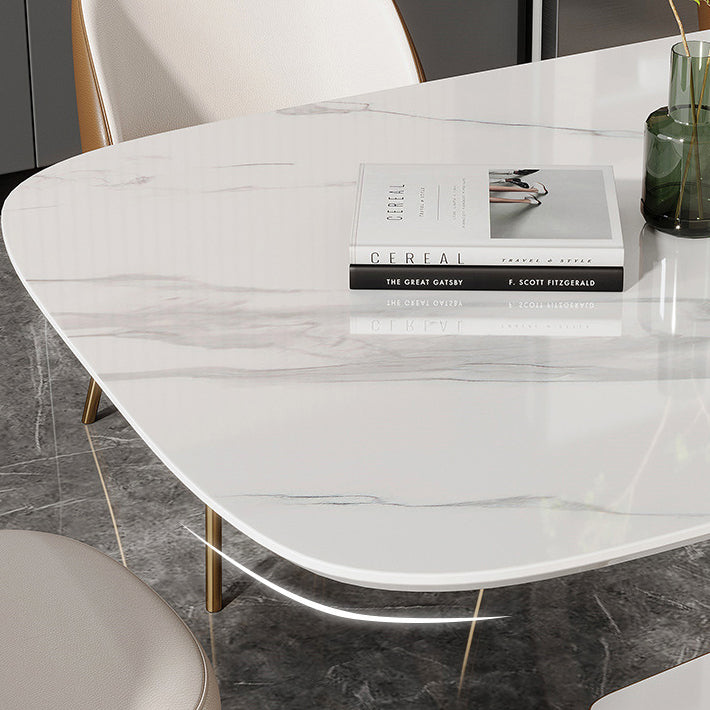 Luxurious Sintered Stone Dining Set Rectangle 1/4/5/7 Pieces Dinette Table Set in White