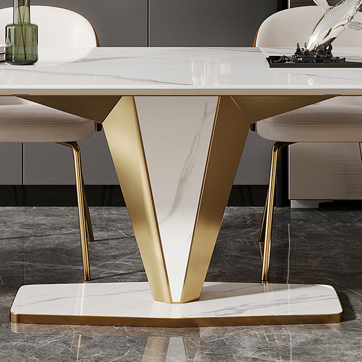 Luxurious Sintered Stone Dining Set Rectangle 1/4/5/7 Pieces Dinette Table Set in White