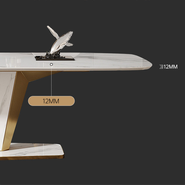 Luxurious Sintered Stone Dining Set Rectangle 1/4/5/7 Pieces Dinette Table Set in White