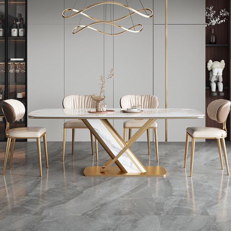 Luxurious Sintered Stone Top Dining Set Rectangle 1/4/5/6/7 Pieces Dinette Table Set