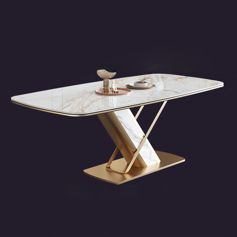 Luxurious Sintered Stone Top Dining Set Rectangle 1/4/5/6/7 Pieces Dinette Table Set