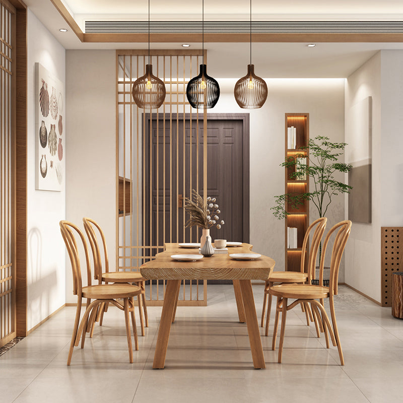 Modern Rectangle Dining Set 1/2/4/5/6 Pieces Solid Wood Legs Indoor Dinette Set