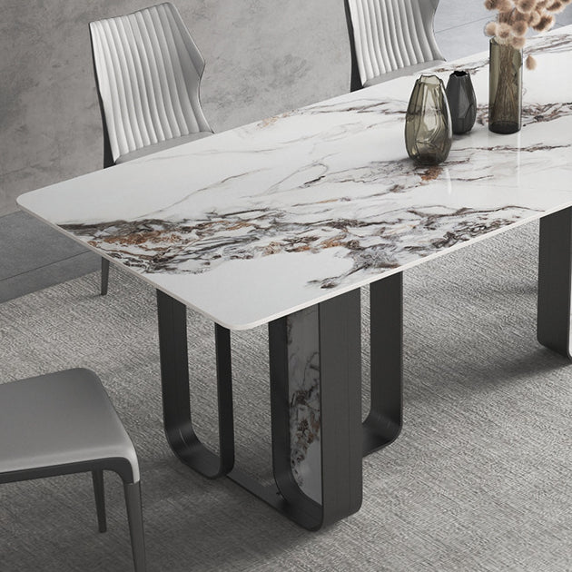 Nordic Sintered Stone Top Dining Set Rectangle 1/3/4/5/6/9 Pieces Dining Room Table Set