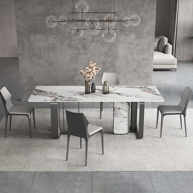 Nordic Sintered Stone Top Dining Set Rectangle 1/3/4/5/6/9 Pieces Dining Room Table Set