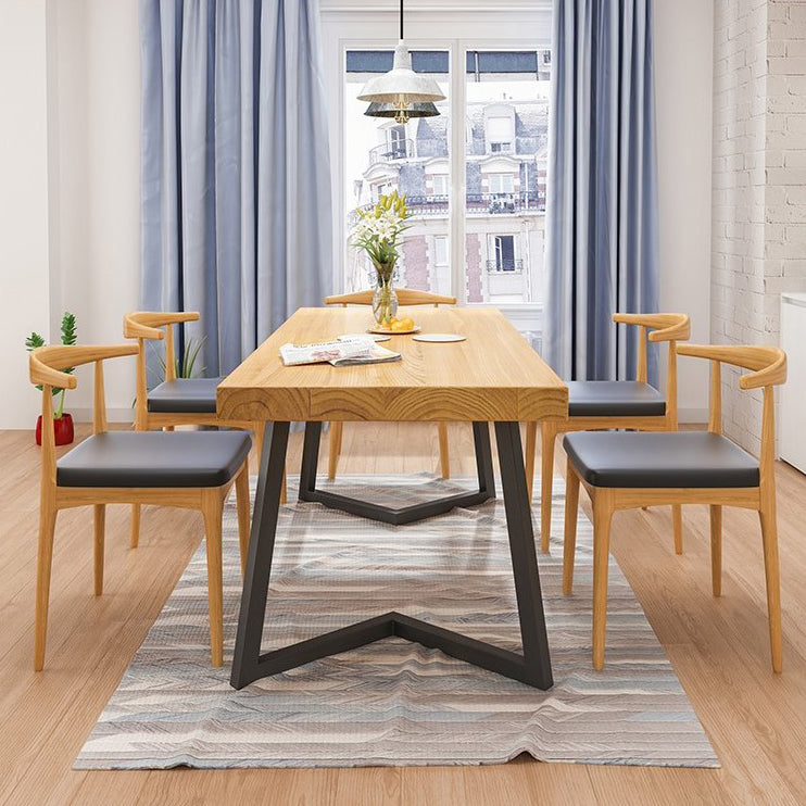Industrial Natural Dining Set Rectangle 1/2/4/5/6/7 Pieces Dinette Set