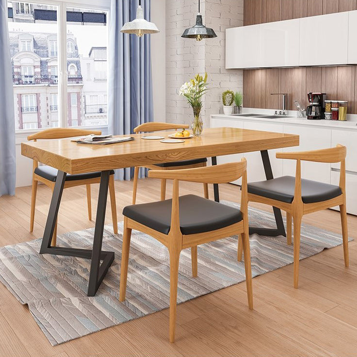 Industrial Natural Dining Set Rectangle 1/2/4/5/6/7 Pieces Dinette Set
