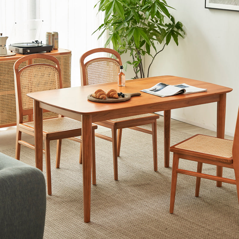 Solid Wood Dining Table Set 1/2/5/7 Pcs Rectangle Table with Side Chairs