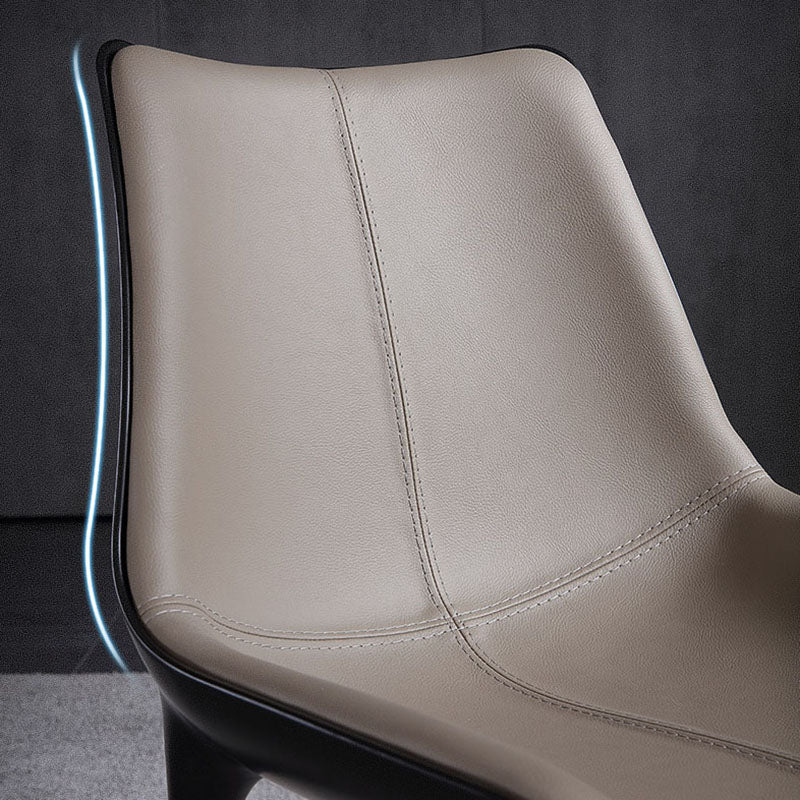 Modern Parsons Armless Chairs Leather Curved Dining and Accent Chairs