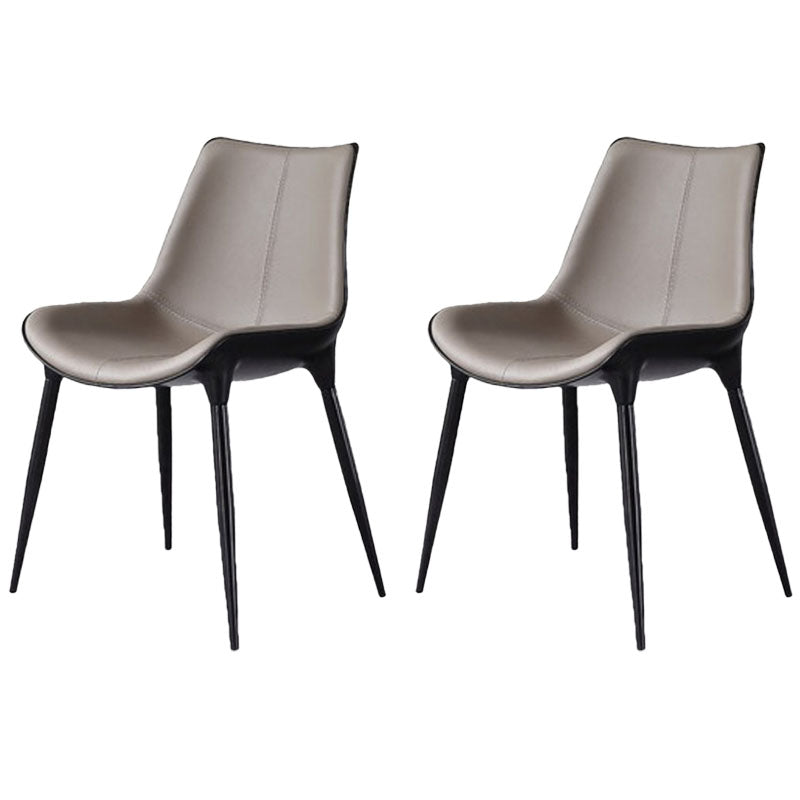 Modern Parsons Armless Chairs Leather Curved Dining and Accent Chairs