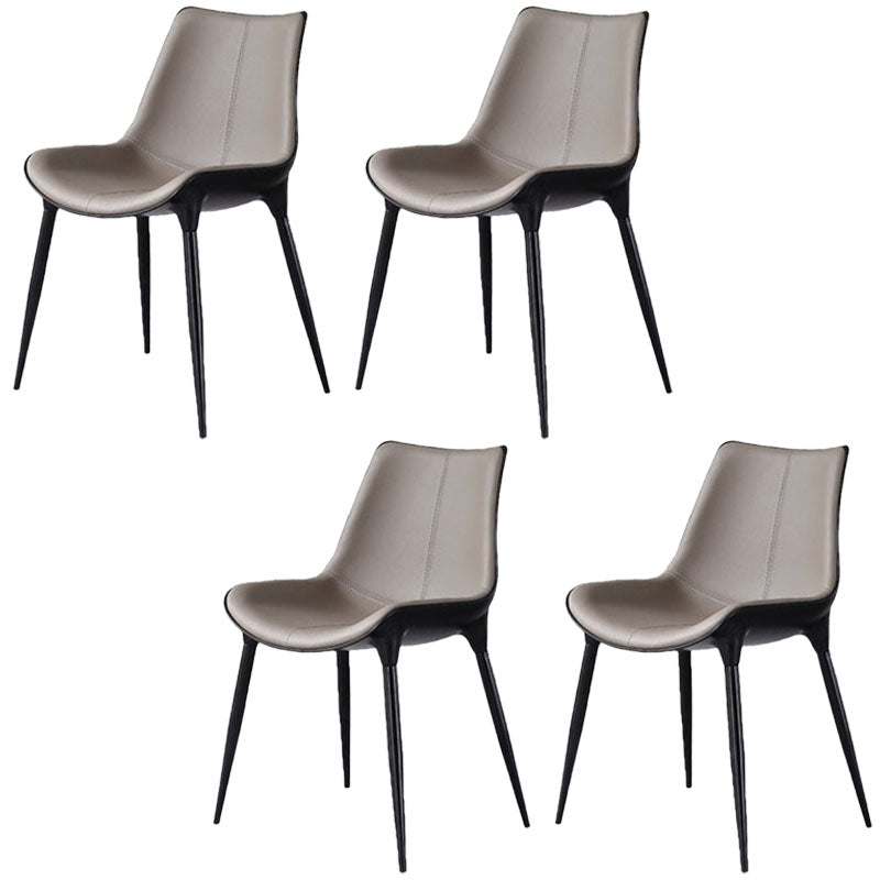 Modern Parsons Armless Chairs Leather Curved Dining and Accent Chairs