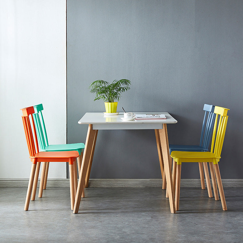Contemporary Wood Indoor-Outdoor Room Side Chair Slat Back Chair
