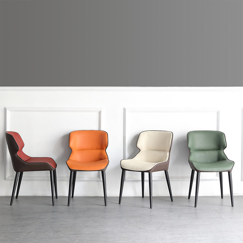 Contemporary Wingback Side Chairs Leather Dining Side Chair for Kitchen