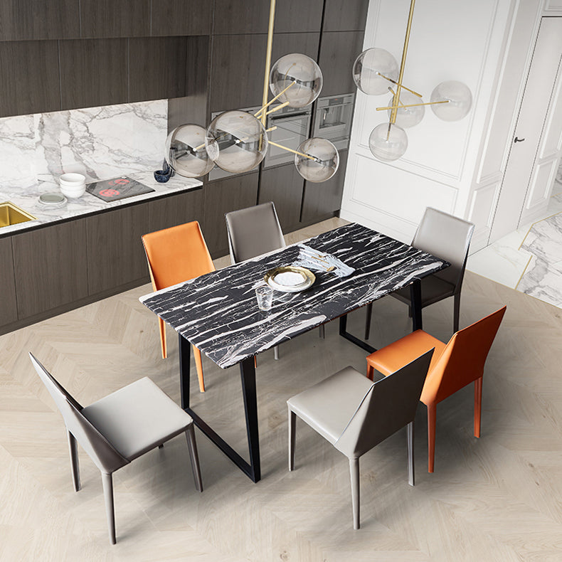 Minimalist Style Leather Dining Side Chair Solid Back Dining Chairs for Home