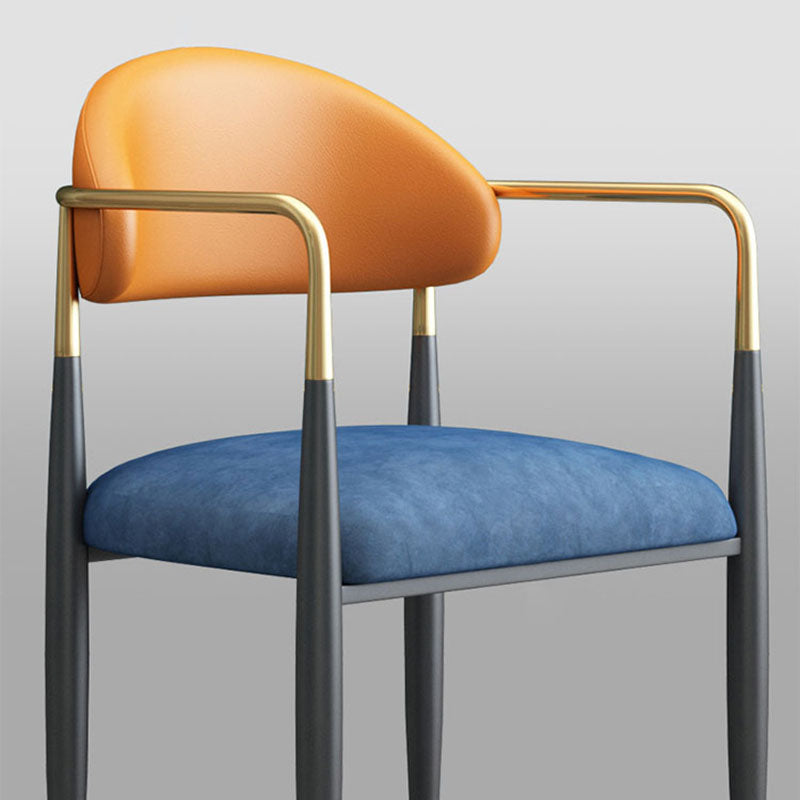 Contemporary Style Kitchen Metal Dining Chairs Open Back Dining Arm Side Chair
