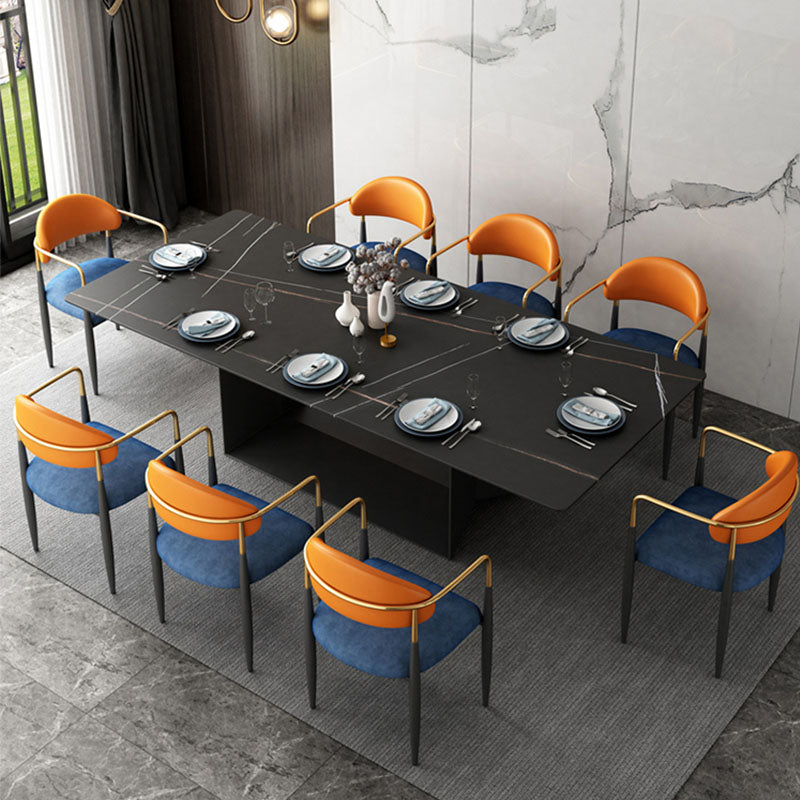 Contemporary Style Kitchen Metal Dining Chairs Open Back Dining Arm Side Chair