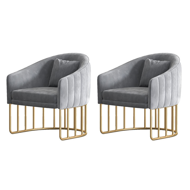 Glam Metal Dining Room Chair Velvet Armless Dining Chairs for Home Use
