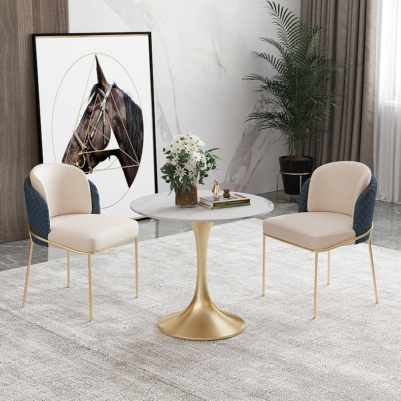 Glam Metal Dining Room Chair Faux Leather Dining Chairs for Home Use