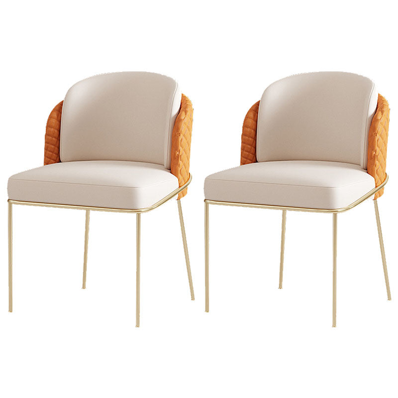 Glam Metal Dining Room Chair Faux Leather Dining Chairs for Home Use