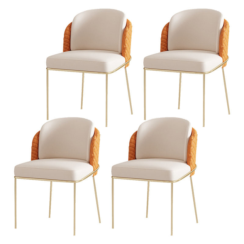 Glam Metal Dining Room Chair Faux Leather Dining Chairs for Home Use