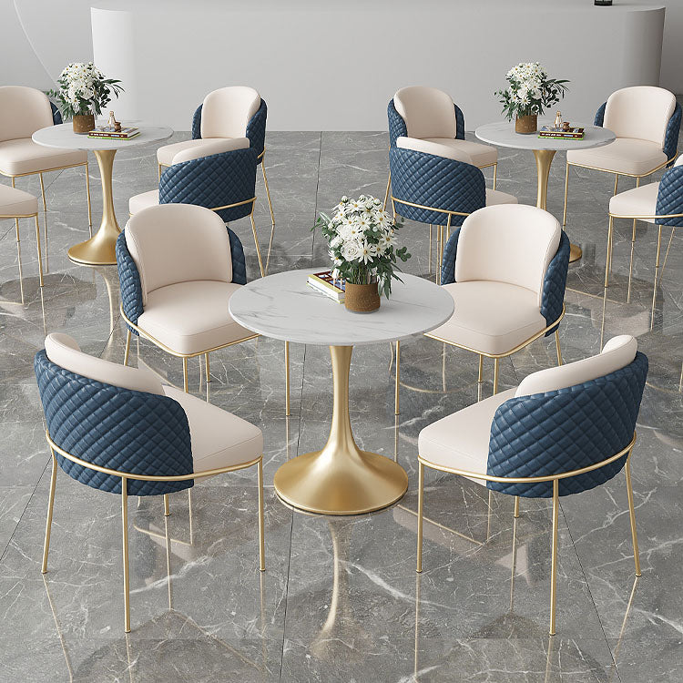 Glam Metal Dining Room Chair Faux Leather Dining Chairs for Home Use