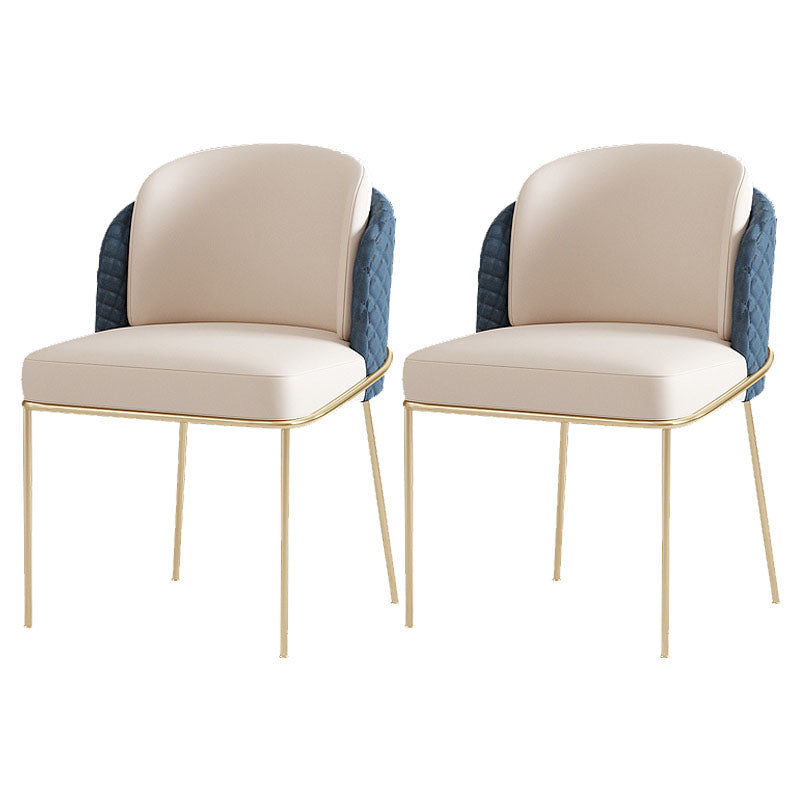 Glam Metal Dining Room Chair Faux Leather Dining Chairs for Home Use