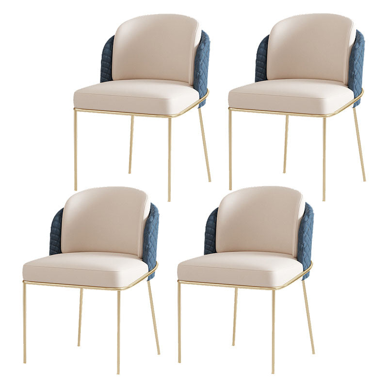 Glam Metal Dining Room Chair Faux Leather Dining Chairs for Home Use