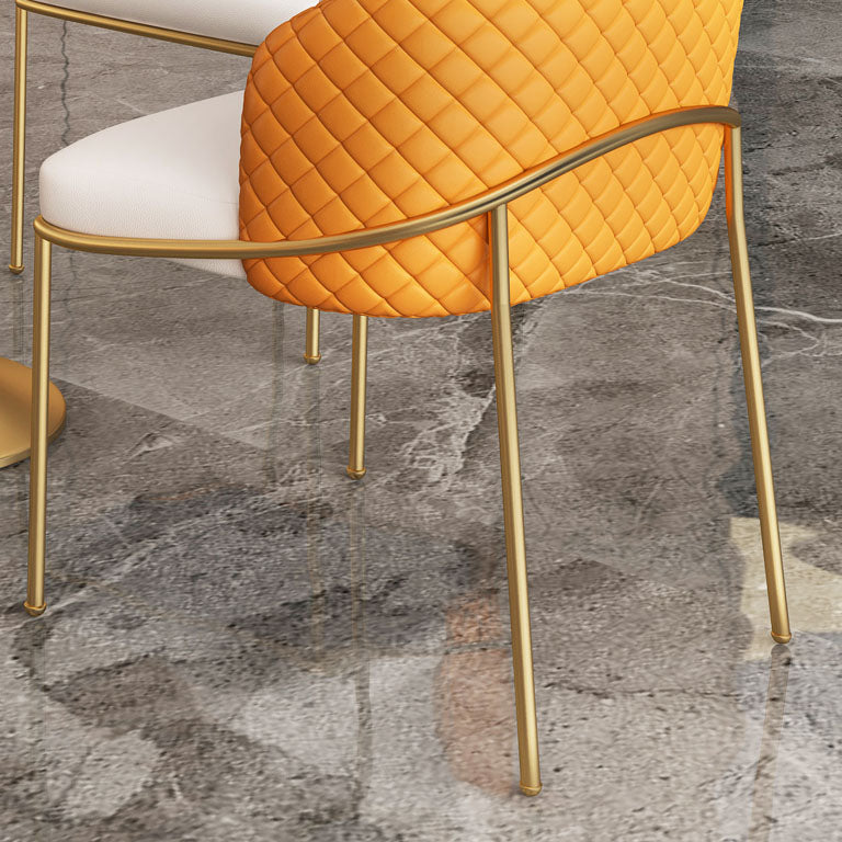 Glam Metal Dining Room Chair Faux Leather Dining Chairs for Home Use