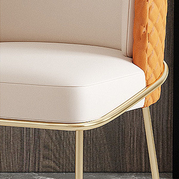 Glam Metal Dining Room Chair Faux Leather Dining Chairs for Home Use