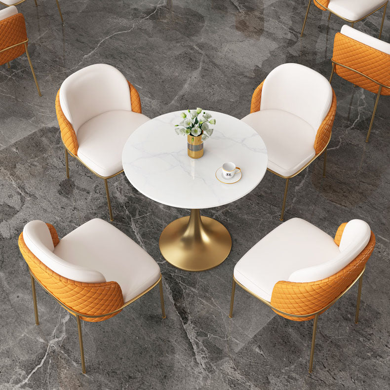 Glam Metal Dining Room Chair Faux Leather Dining Chairs for Home Use