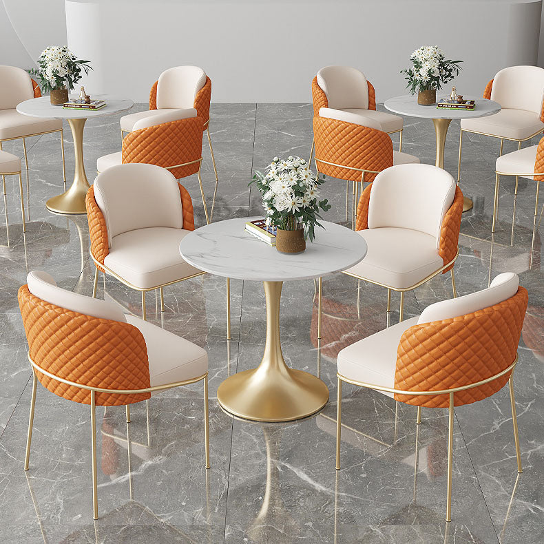 Glam Metal Dining Room Chair Faux Leather Dining Chairs for Home Use