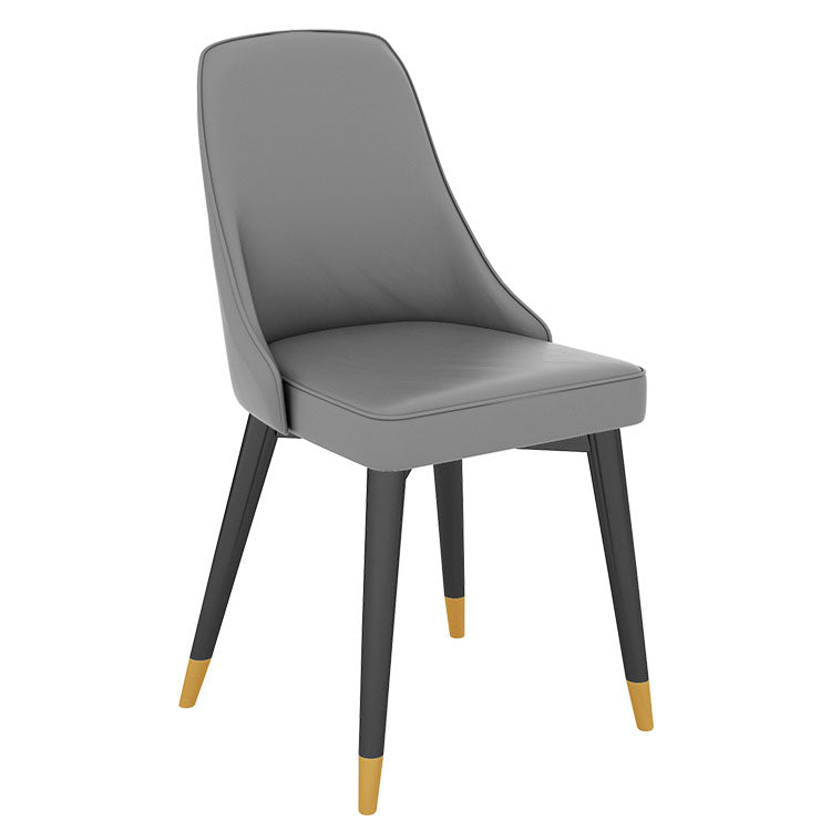 Glam Metal Dining Room Chair Faux Leather Parsons Chairs for Home Use