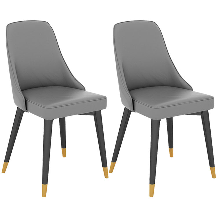 Glam Metal Dining Room Chair Faux Leather Parsons Chairs for Home Use