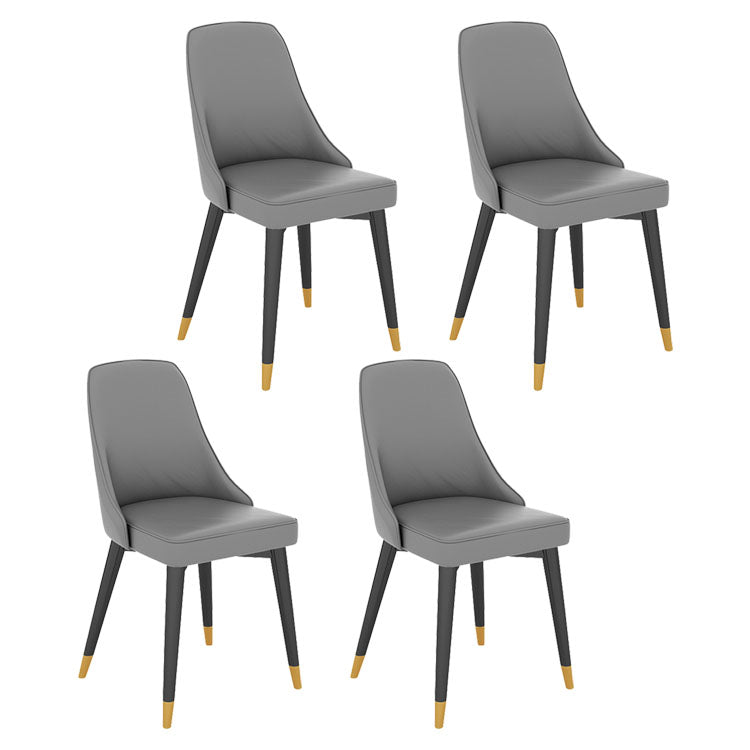Glam Metal Dining Room Chair Faux Leather Parsons Chairs for Home Use