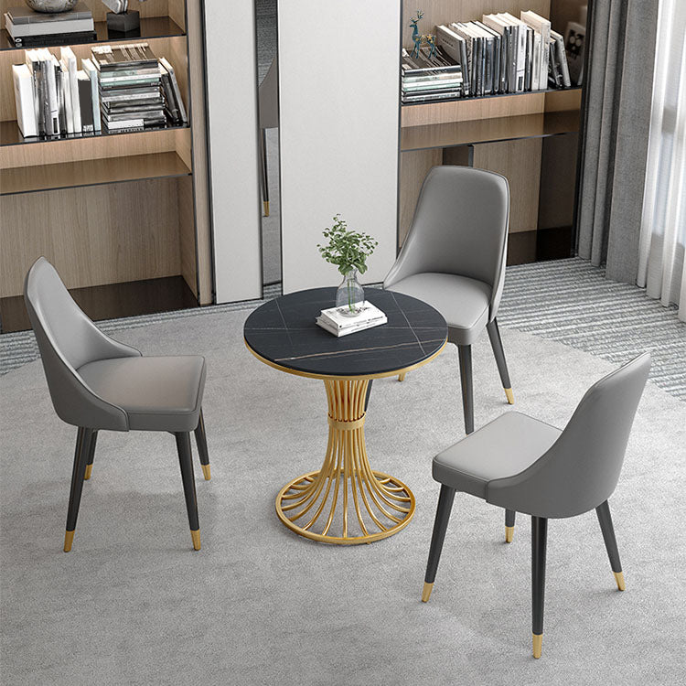 Glam Metal Dining Room Chair Faux Leather Parsons Chairs for Home Use