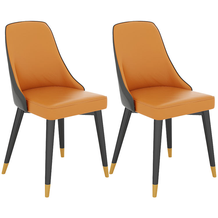 Glam Metal Dining Room Chair Faux Leather Parsons Chairs for Home Use