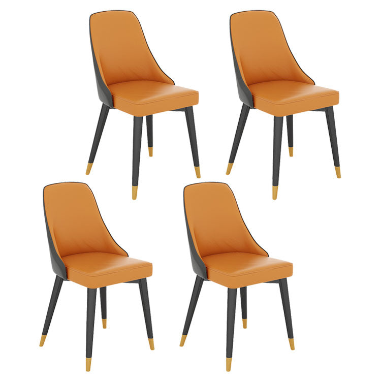 Glam Metal Dining Room Chair Faux Leather Parsons Chairs for Home Use