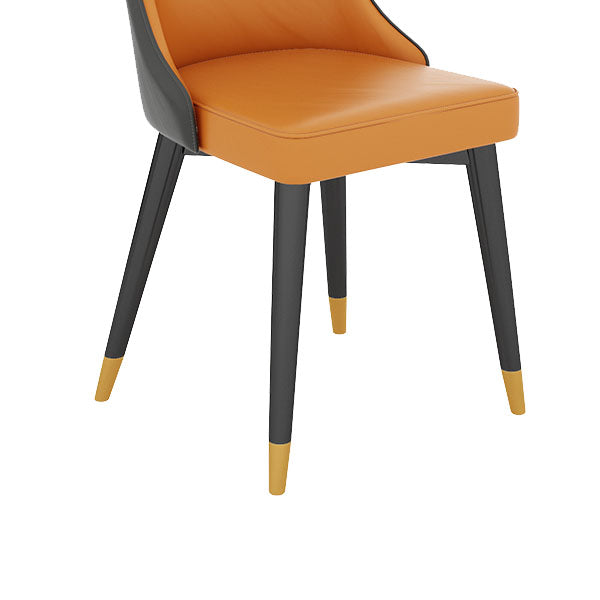 Glam Metal Dining Room Chair Faux Leather Parsons Chairs for Home Use