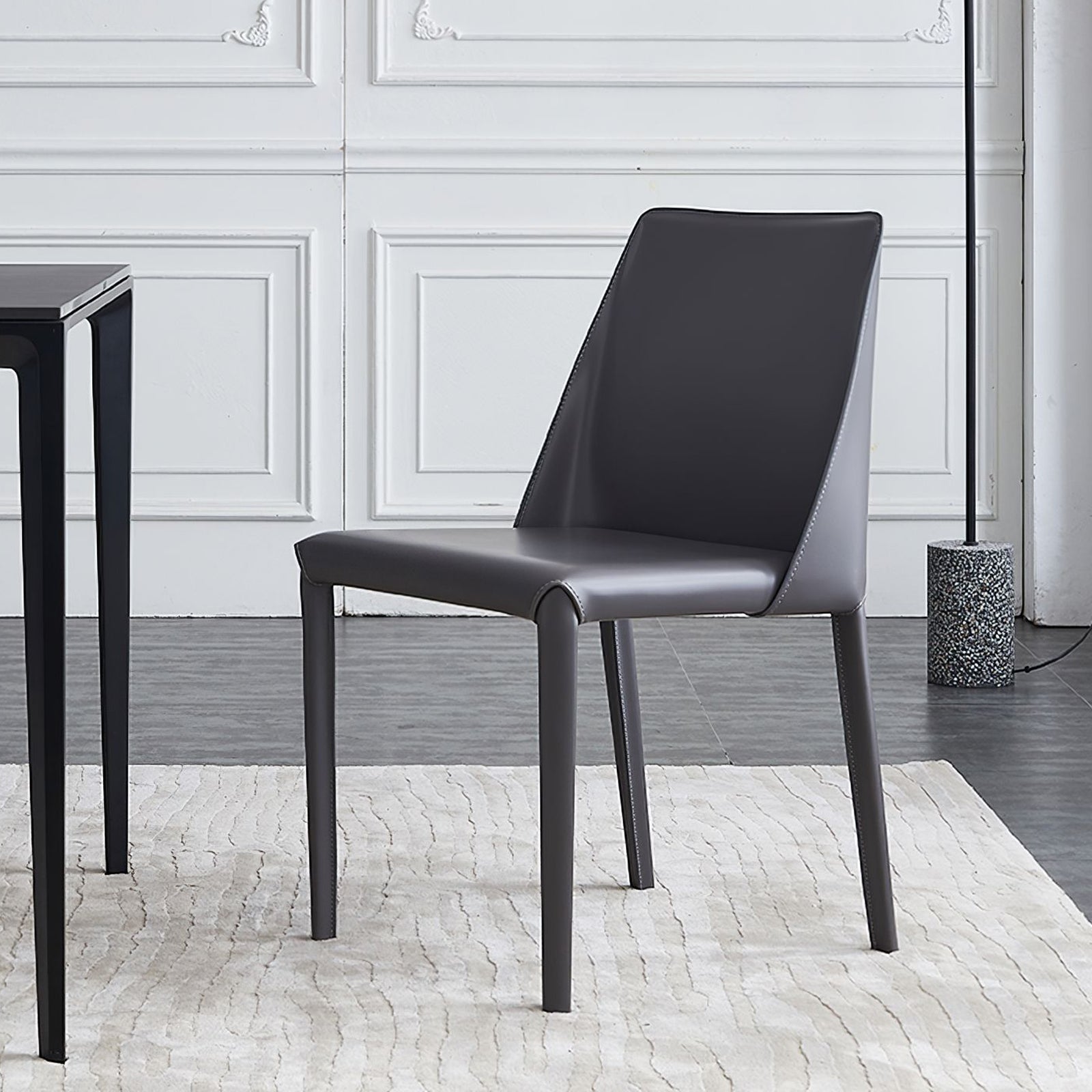 Contemporary Design Armless Side Chairs Leather Solid Back Dining Side Chair